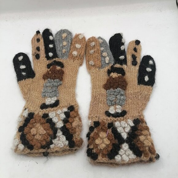 Unisex Alpaca Wool Knitted Gloves Warm Winter - Picture 1 of 9